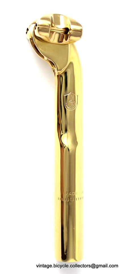 Tija de sillín Campagnolo AERO chapada en oro 26,8 bicicleta de carreras vintage de lujo hecha en Italia Foto 2 de 4