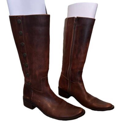 Nicole Women's Boots Genuine Leather Distressed Brown Size M