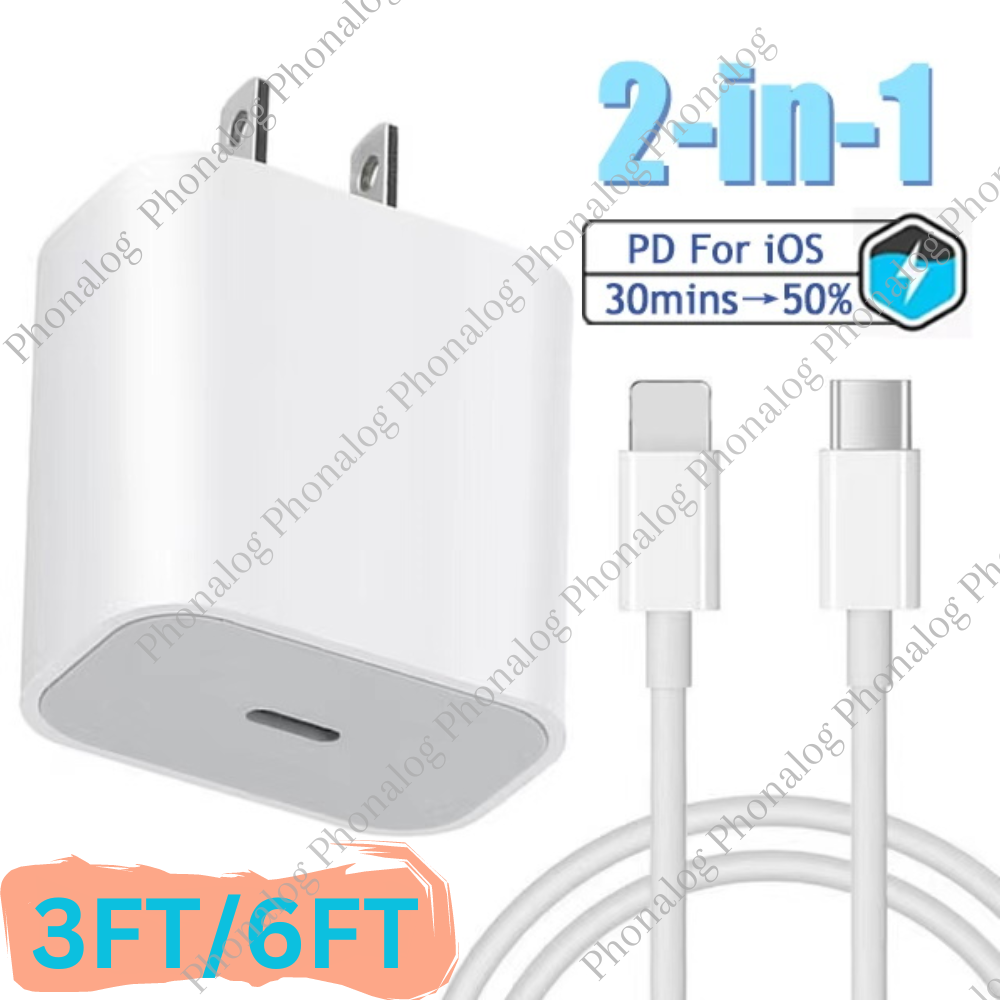 For iPhone 11 12 13 14 Pro Max iPad Fast Charger 20W Cable Power Adapter  Type C