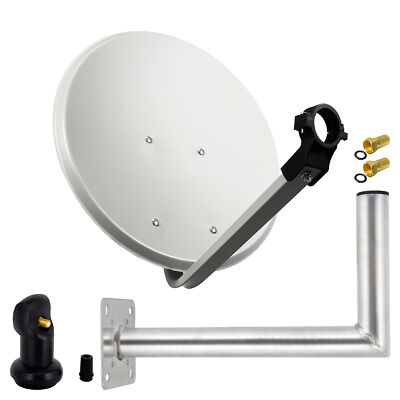 PremiumX SAT Anlage 45cm Satelliten Schüssel Antenne Single LNB Wandhalter ALU