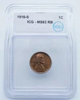 1916 S Lincoln Wheat 1c Cent ICG MS63 RB - U983