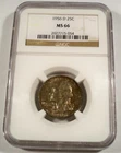 1956-D NGC MS66 WASHINGTON QUARTER NICE MULTI-COLOR TONE SILVER 25c MS 66