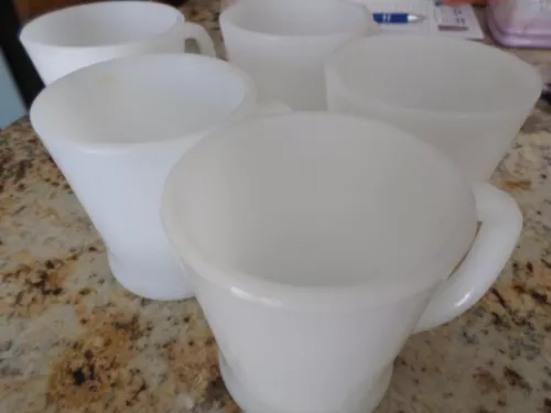 Anchor Hocking Fire-King Milk Glass Mug Cup Lot Of 5 Vintage Oven Proof White