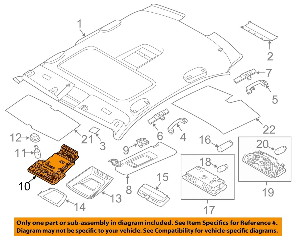 Consola central superior delantera usada se adapta a: BMW X3 2014 techo con techo corredizo delantero superior Gra Foto 3 de 4
