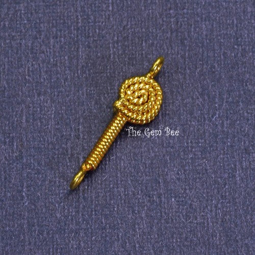 4.2mmx15mm 18k Solid Yellow Gold Handmade Coil Lollipop Connector Charm Finding - 第 1/12 張圖片