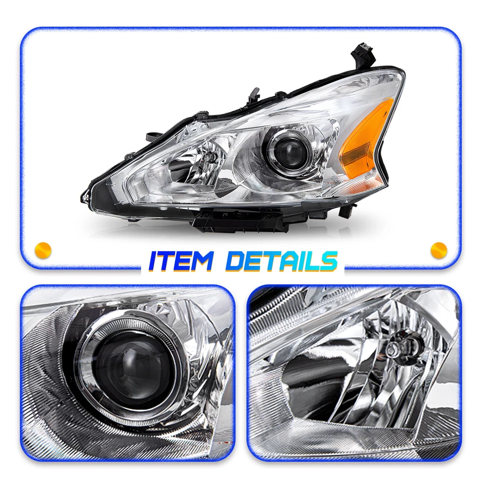 Faros halógenos cromados ámbar para Nissan Altima 2013-2015 sedán Foto 4 de 4