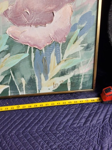 Original Lee Reynolds signed large oil painting" rose flowers " - Picture 4 of 9