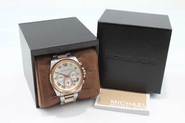 22 Michael Kors Two Tone Steel Chronograph Watch Quartz Boxed WORKING