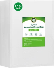 Syntus Vacuum Sealer Bags for Food, 200 Count Quart 8" x 12" Commercial Grade Pr