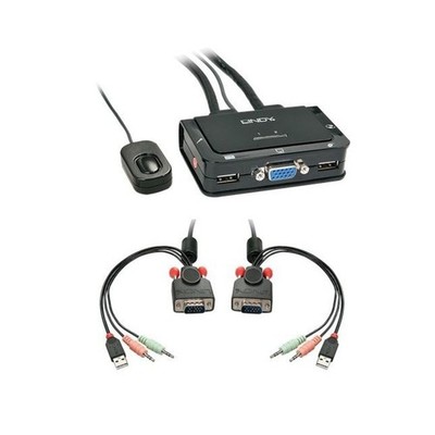 Lindy VGA KVM Switch Compact USB 2.0 Audio 2 Port