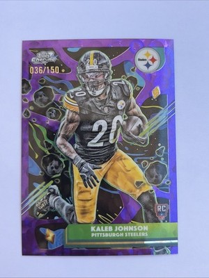 2025 Topps Chrome Cosmic Football Kaleb Johnson /150 RC Purple Nebula Refractor