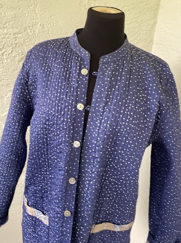 Patty Kim Size Large Quilted Cotton Reversible 27" Long Jacket - Picture 8 of 9