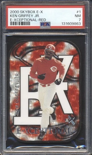 2000 SkyBox E-X E-XCEPTIONAL RED DIE-CUT /1999 Ken Griffey Jr. #1 PSA 7 REDS HOF