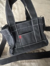 Urban Outfitters BDG Mini Canvas Purse Tote Bag Black White Stitching Crossbody