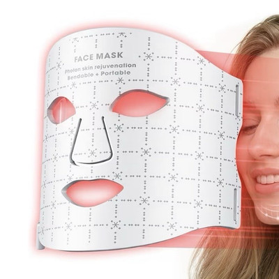 7-Color LED Silicone Light Therapy Face Mask, 5 Settings, USB Rechargeable