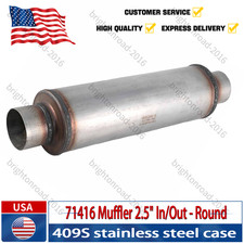 Chambered Muffler 2.50 Center In2.50 Center Out Round Moderate Sound Stainles