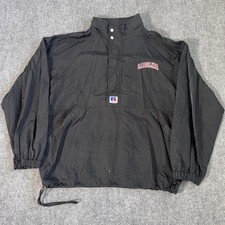 Vintage Russell Athletic Windbreaker Jacket Mens XL Black 1/4 Zip WaterResistant