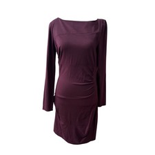 Diane von Furstenberg Body Con Burgundy Long Sleeve Ruched Sheath Dress Size 8