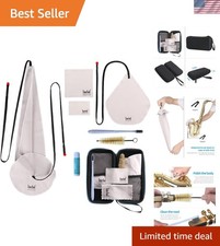 Portable Sax Cleaning Kit Including Cloths, Brushes and Sturdy Case - Dark Gray