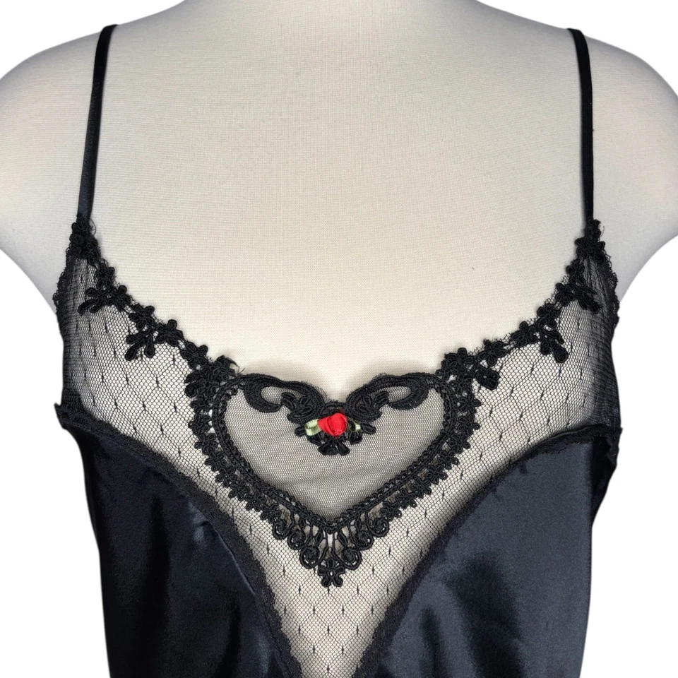 Vintage California Dynasty Black Satin Lace Teddy Bodysuit Lingerie Size Large - Image 3 of 4