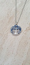 Austrian Blue Crystal Tree of Life Pendant Necklace - New and Tagged.