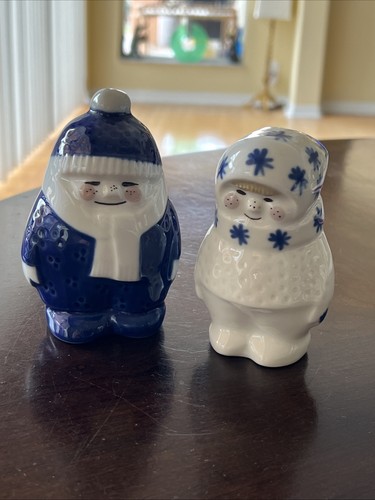 2 - Porsgrund Porcelain Figurines Boy & Girl Norway 1970s Blue White Winter - Picture 4 of 19