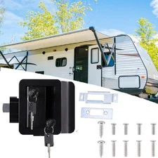 Black RV Paddle Entry Door Lock Latch Handle Knob Deadbolt For Camper & Trailer