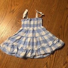 Janie and Jack Blue Ruffle Dress Gingham Dress 6-12 months