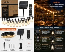 Addlon Solar String Lights 48ft 15 LED Crysta...