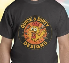 Funny Chicken Basagna™ T Shirt Retro Graphic Tee Quick & Dirty Designs Unisex