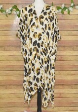 Marcus Adler Long Leopard Print Boho Kimono Cardigan Cover Up One Size OS Flowey