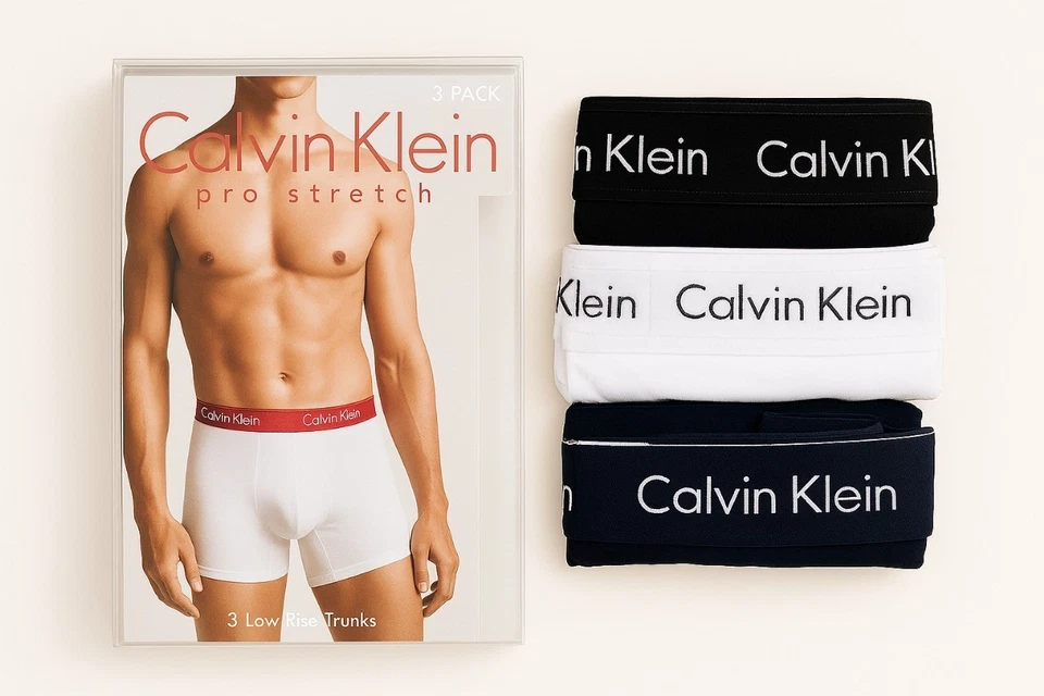 Paquete de 3 calzoncillos boxer Calvin Klein para hombre - algodón elástico ropa interior