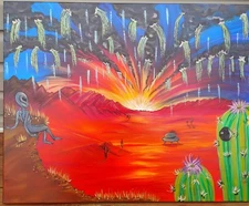 "The Last Light of Illusion" original paintings on canvas hand painted