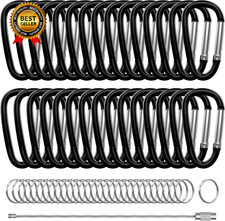 30PCS Aluminum Carabiner Clips 2 D Shape Spring Snap Hooks Carabiner...