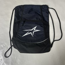 Upward Sports Drawstring Cinch Backpack Blue Black White Front Zipper Pocket