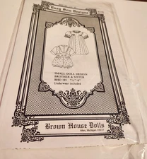 VINTAGE - BROWN HOUSE DOLL PATTERN  #191 - 7 1/2" X 8" - BROTHER AND SISTER