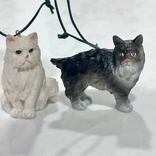 Beautiful Collectibles Black  White Kitty Cats Christmas Ornaments Lot of 2