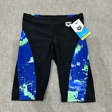 NWT Arena Men’s 28 Black Leaf Multi Molt Panel Swim Jammer F Swimsuit