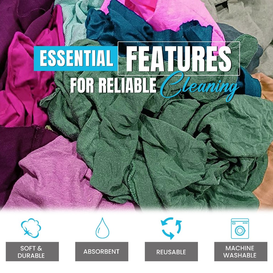 Recycled Color Knit T-Shirt Wiping Rags 50 lbs. Box Multipurpose ...