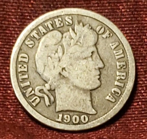 1900-P Barber Dime 90% Silver, Free Shipping