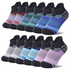 Kids Merino Wool Ankle Hiking Athletic Running Socks 8-12 Years 6 Pairs Black