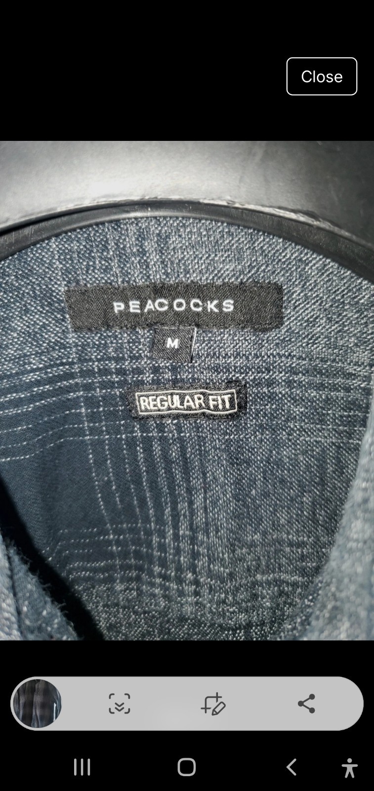 Peacocks Mens Grey/ Black Warm Checked Shirt  Size Medium 100percent Cotton image 2