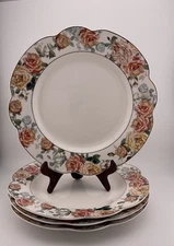 Grace Teaware Yellow Rose Fine Porcelain 11 3/8” Dinner Plates - Set of 4 - A8