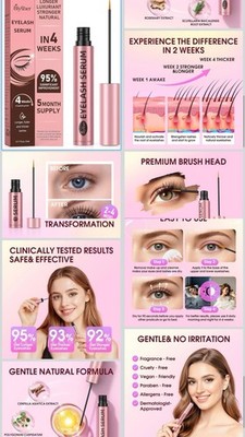 BiySber Eyelash Serum 0.17 fl oz Clear, Fragrance-Free, Cruelty-Free, Longer Fu 