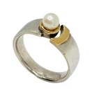 Vintage Modernist 925 Sterling Silver Pearl Cluster Solitaire Ring Sz 7