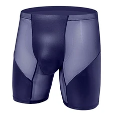 Men's Transparent Long Leg Boxer Trunks Underwear Breathable Pouch Shorts Pants