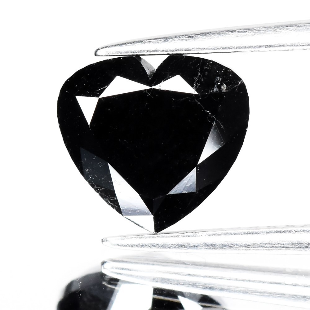 💎 2.70ct 9.06x8.3mm Heart Natural Treated Fancy Jet Black Diamond Opaque (AAA)