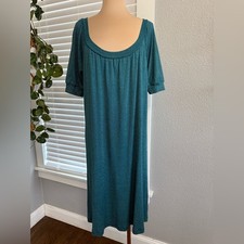 Michael Stars Scoop Neck Relaxed Fit Dress One Size Shimmery Teal