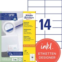 Avery Zweckform Etiketten 3653 Weiß 105,0 X 42,3 Mm, 100 Blatt
