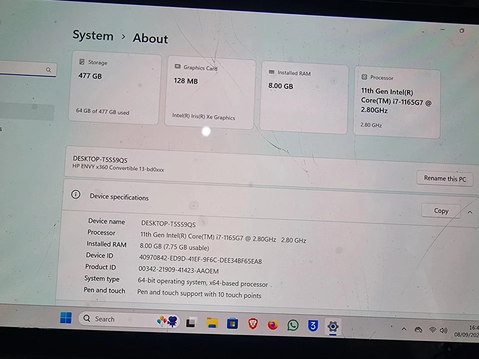 HP Envy x360 13-bd0503sa Convertible 13in Laptop i7 11th Gen 512GB 8GB Win 11 - Image 2 of 4